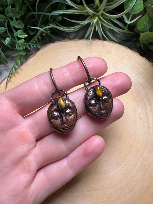Naomi- Tigers Eye Goddess Earrings