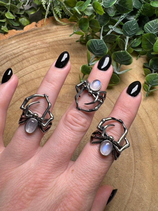 Moonstone Spider Ring Adjustable