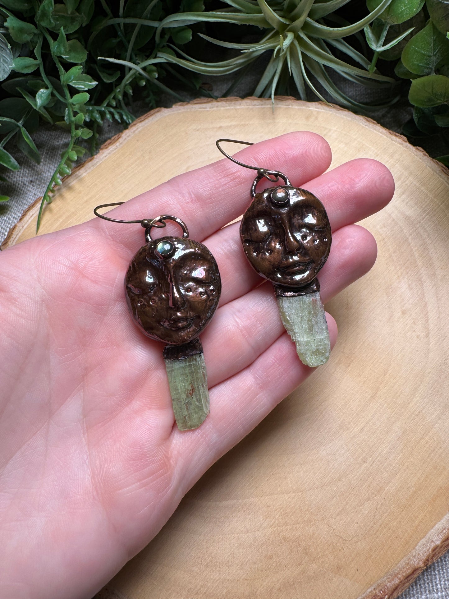 Claire- Green Kyanite and Labradorite Goddess Earrings