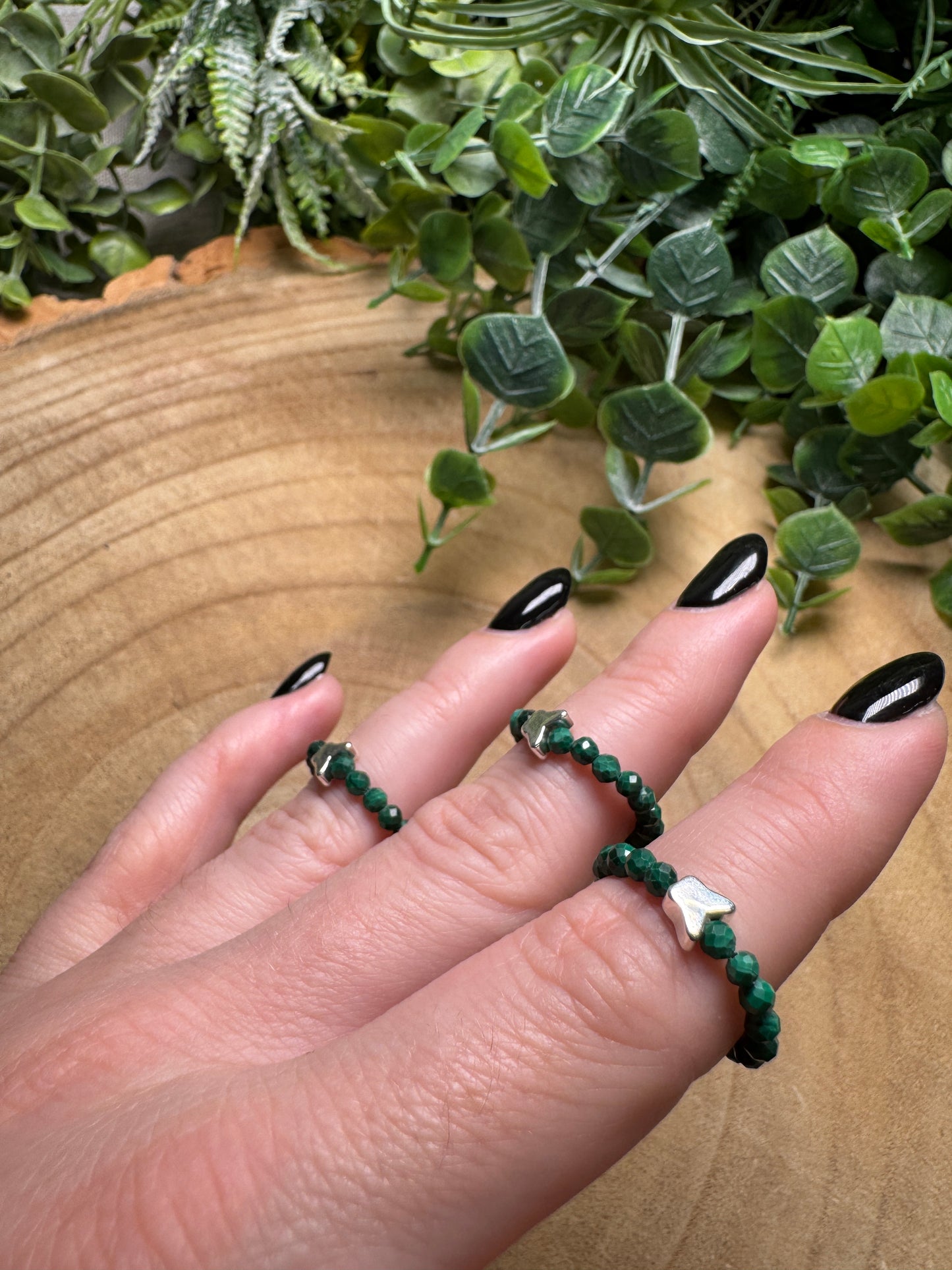 Malachite Butterfly Beaded Stretch Ring
