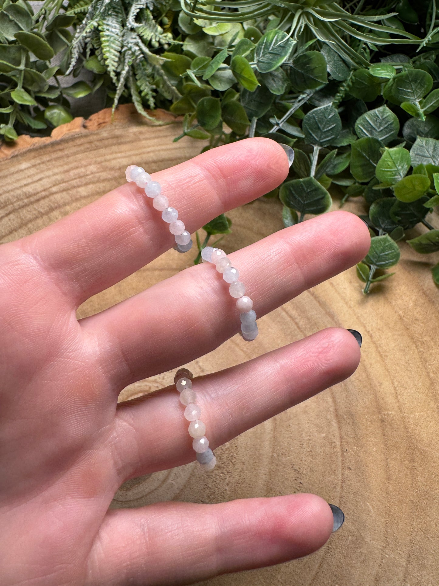 Morganite Butterfly Beaded Stretch Ring