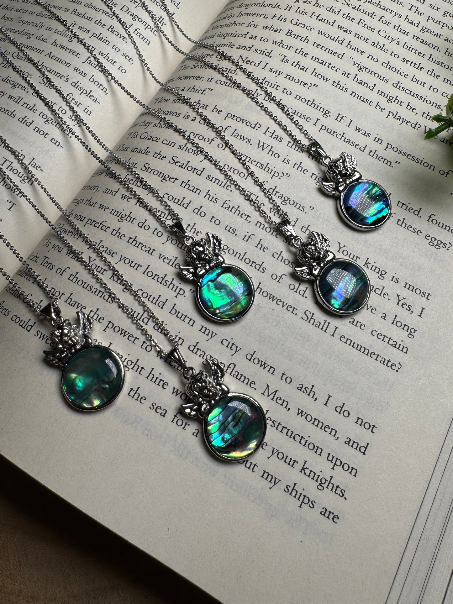 Abalone Shell Cherub Necklace Adjustable