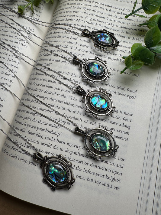 Abalone Shell Fidget Spinner Necklace Adjustable