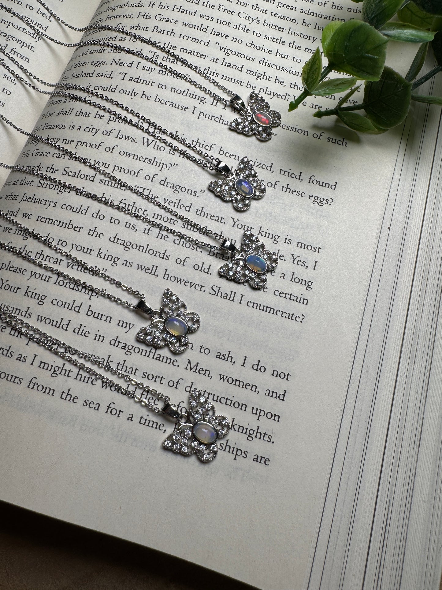 Opal Butterfly Necklace Adjustable