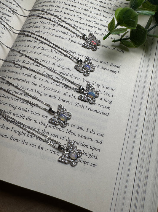 Opal Butterfly Necklace Adjustable