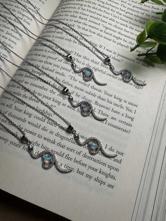 Opal Snake Necklace Adjustable