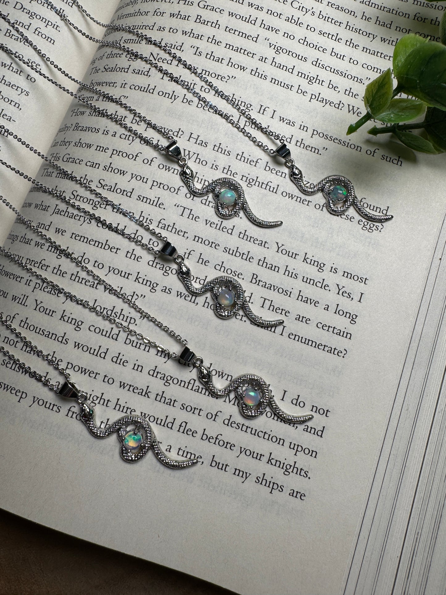 Opal Snake Necklace Adjustable