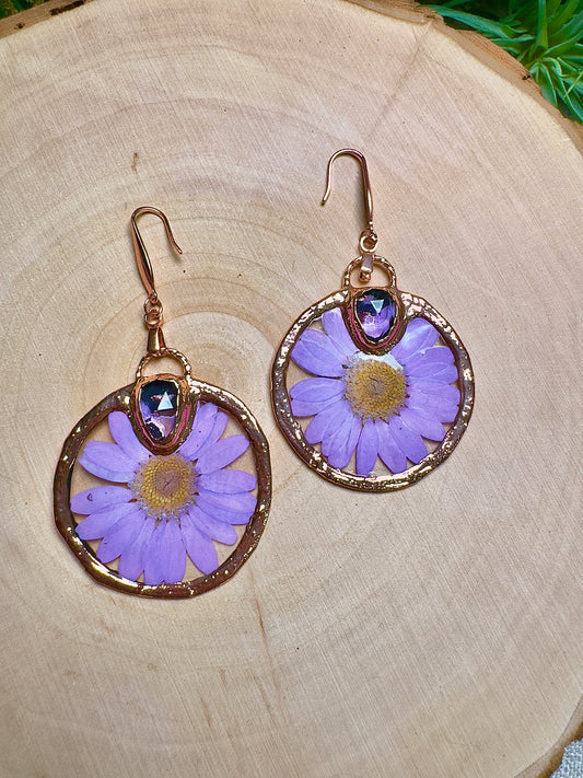 Nerida- Amethyst and Flower Earrings
