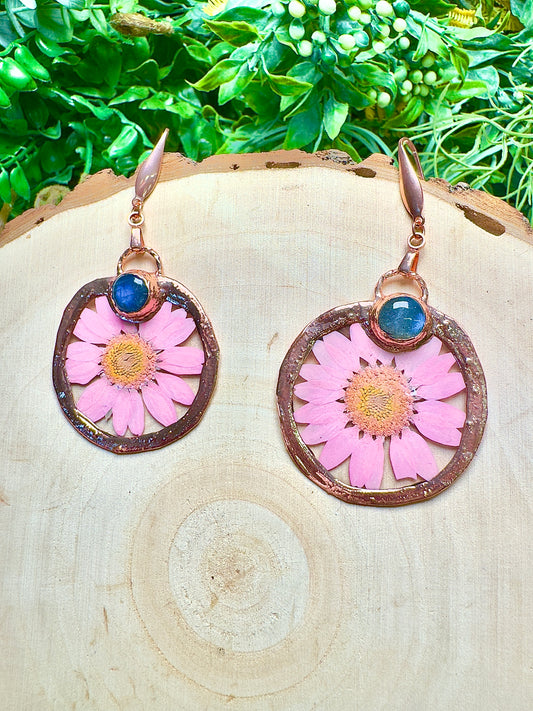 Oceana- Labradorite and Flower Earrings