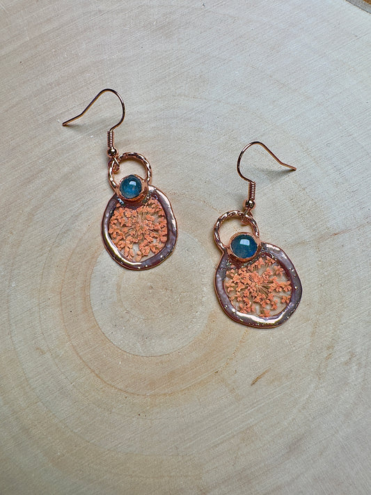 Mapleen- Labradorite and Flower Earrings