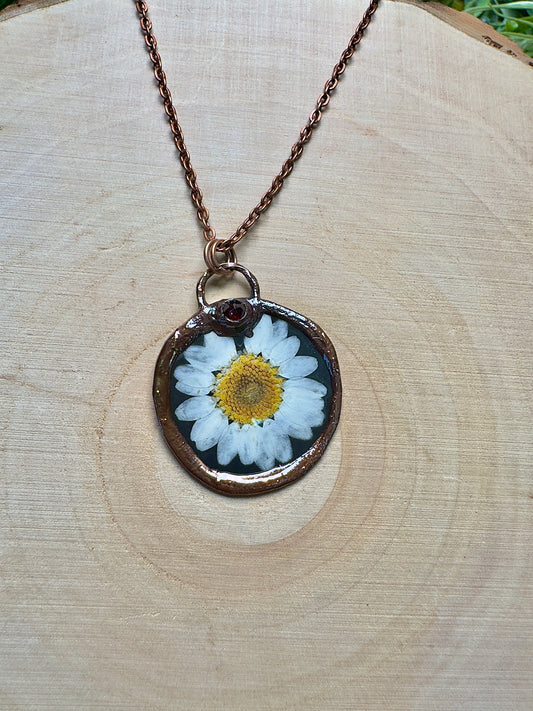 Snickerblossom- Garnet and Flower Necklace