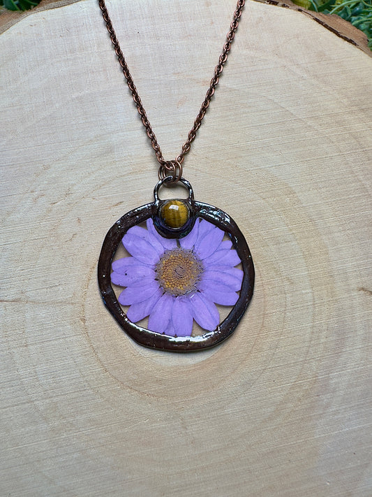 Wispithorn- Tigers Eye and Flower Necklace