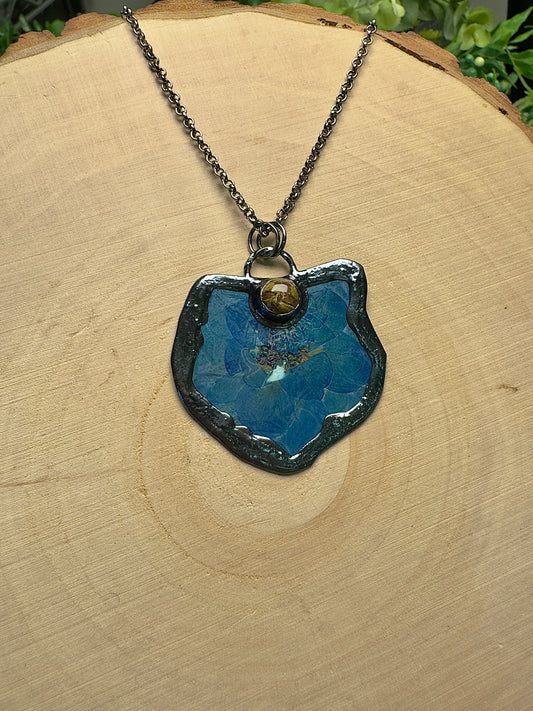 Fantyrel- Tigers Eye and Flower Necklace