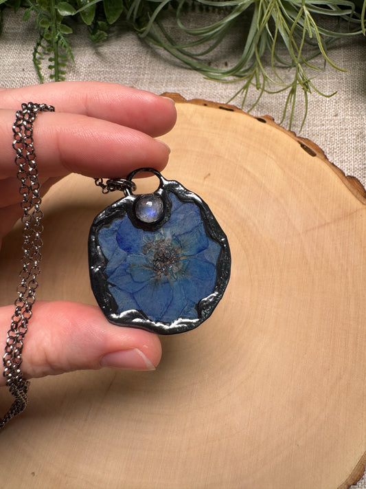 Elowen- Moonstone and Flower Necklace