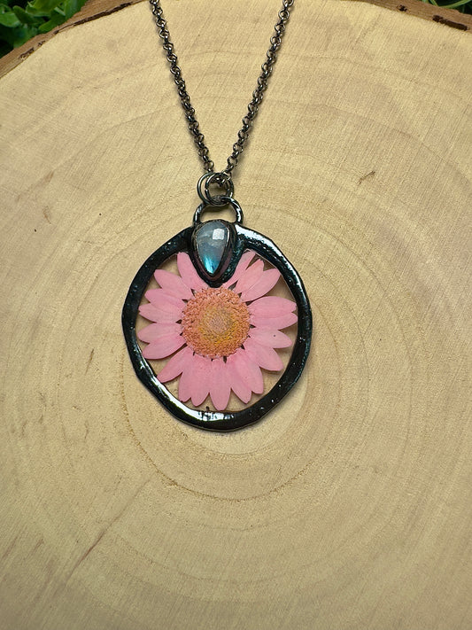 Moonwillow- Moonstone and Flower Necklace