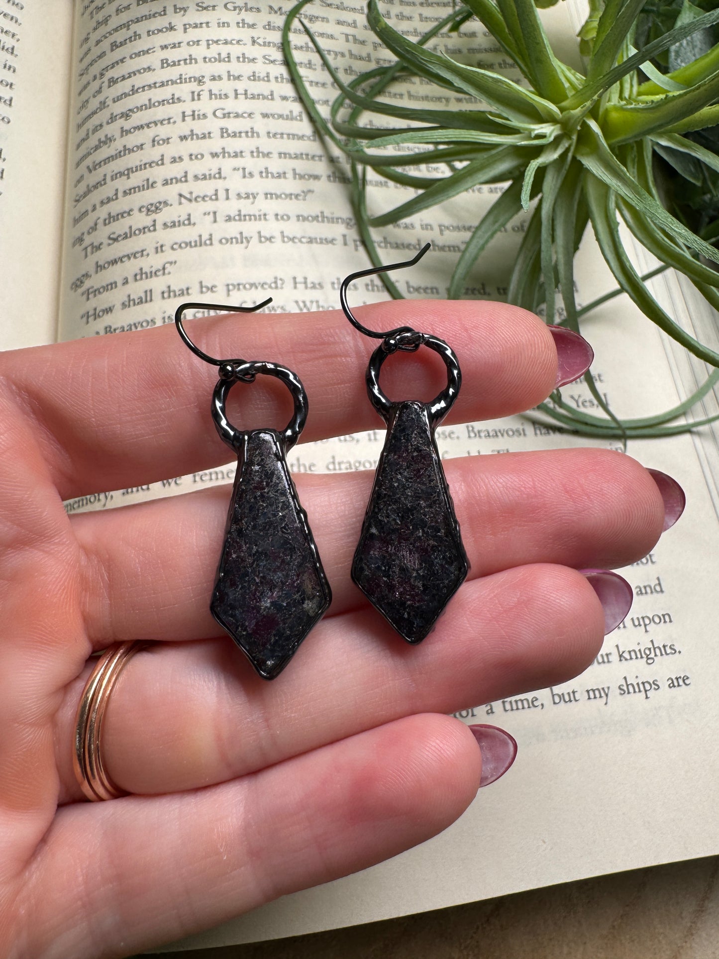 Ruby Fruschite Dangle Earrings