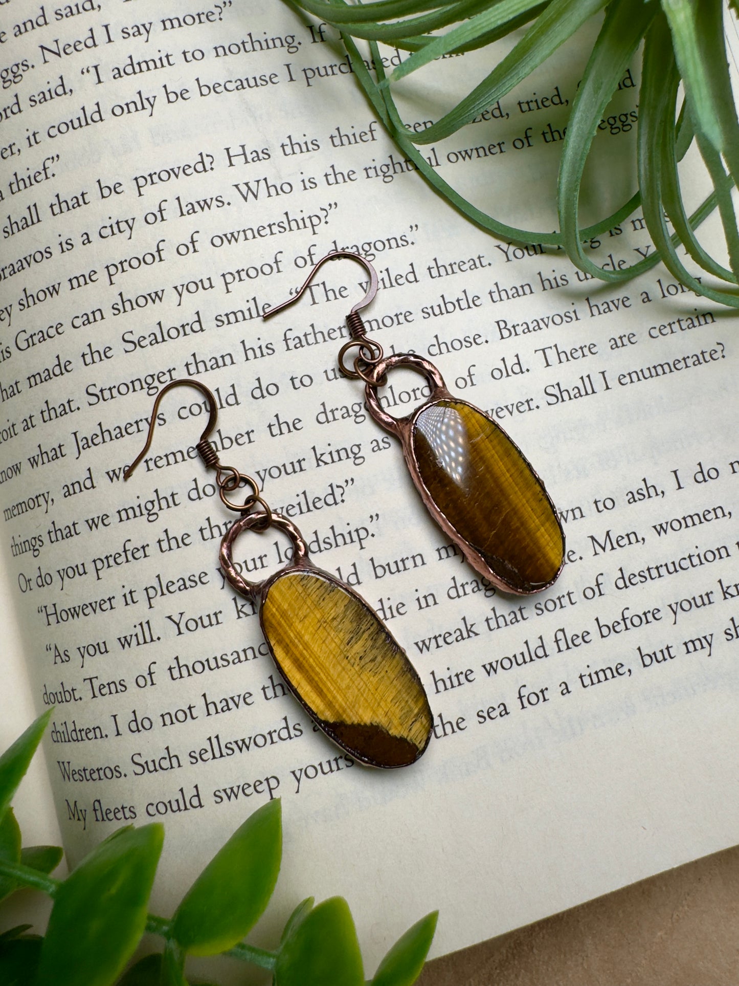 Tigers Eye Dangle Earrings