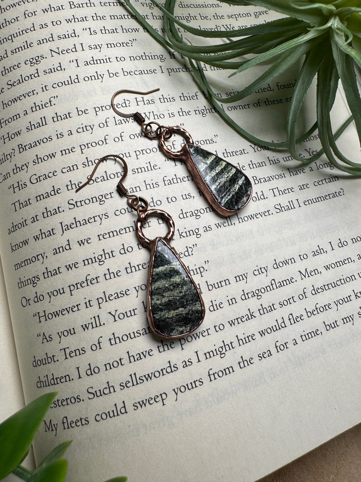 Green Zebra Jasper Dangle Earrings