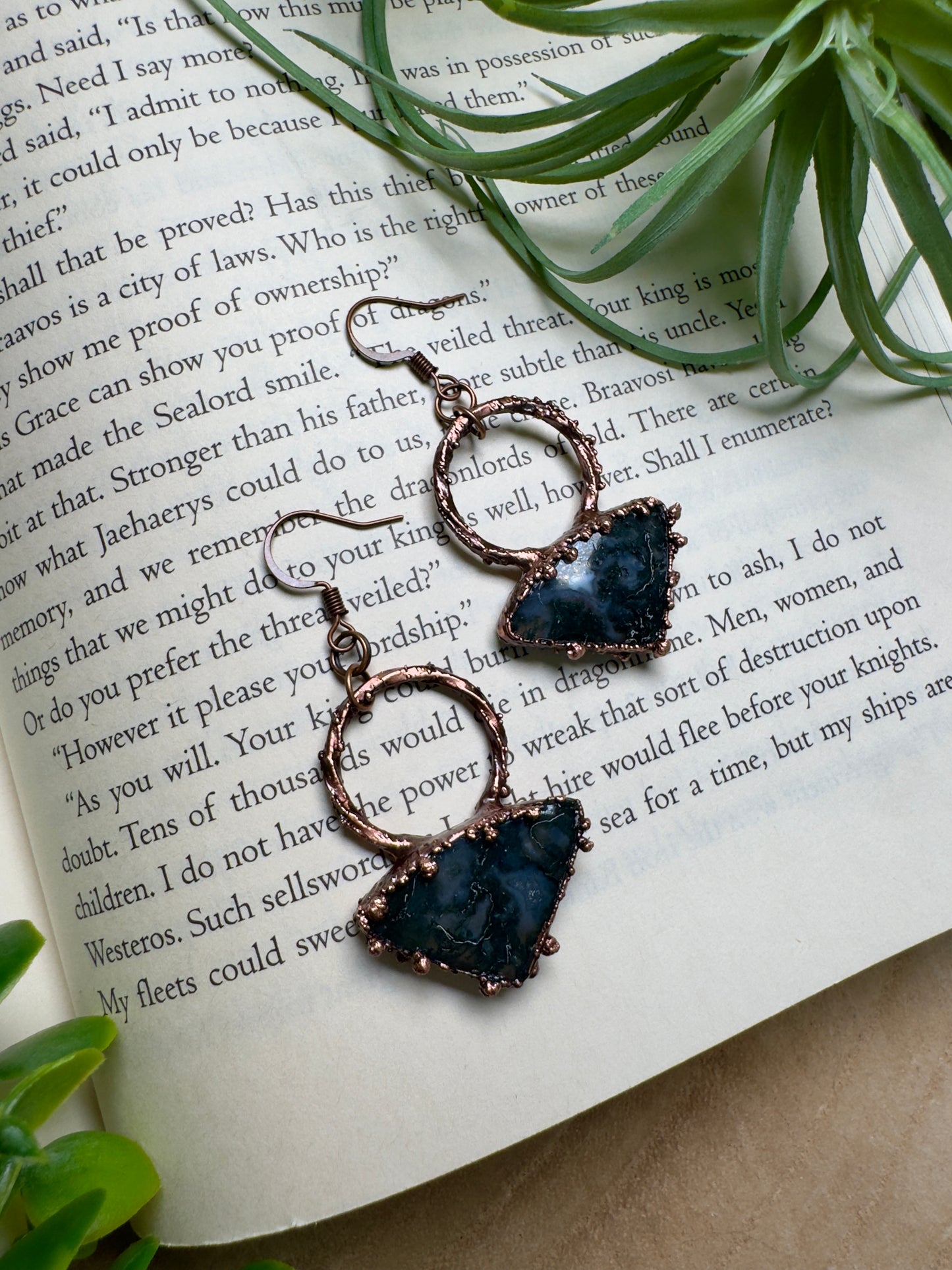 Moss Agate Dangle Earrings