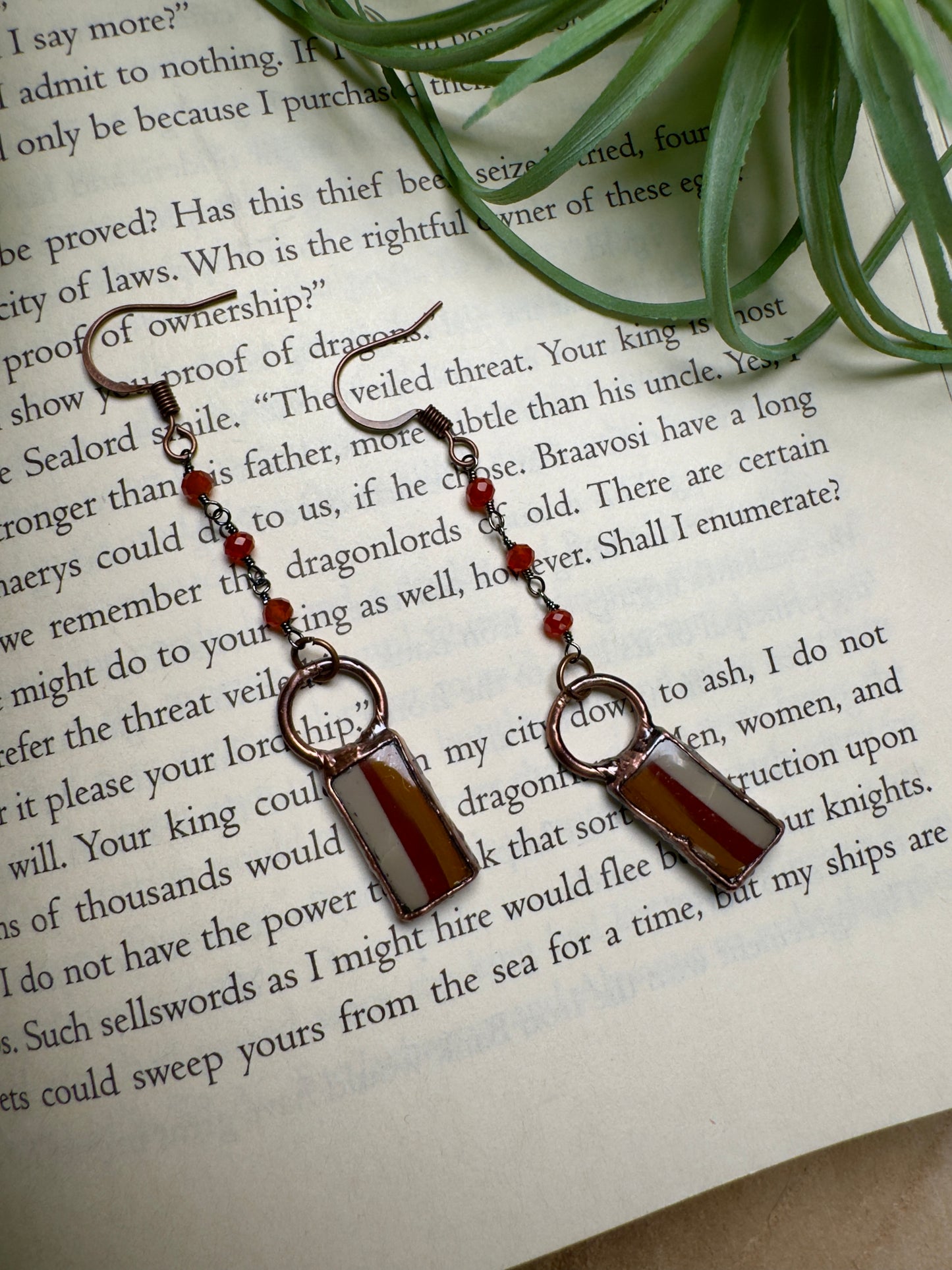 Polychrome Jasper and Agate Dangle Earrings
