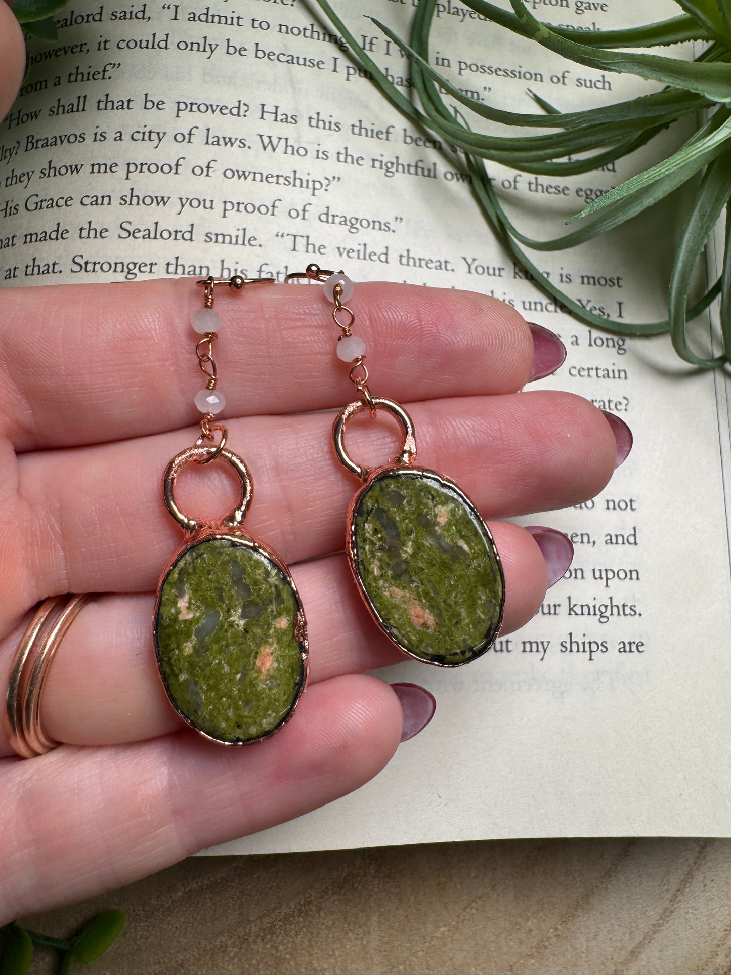 Unakite Jasper Dangle Earrings
