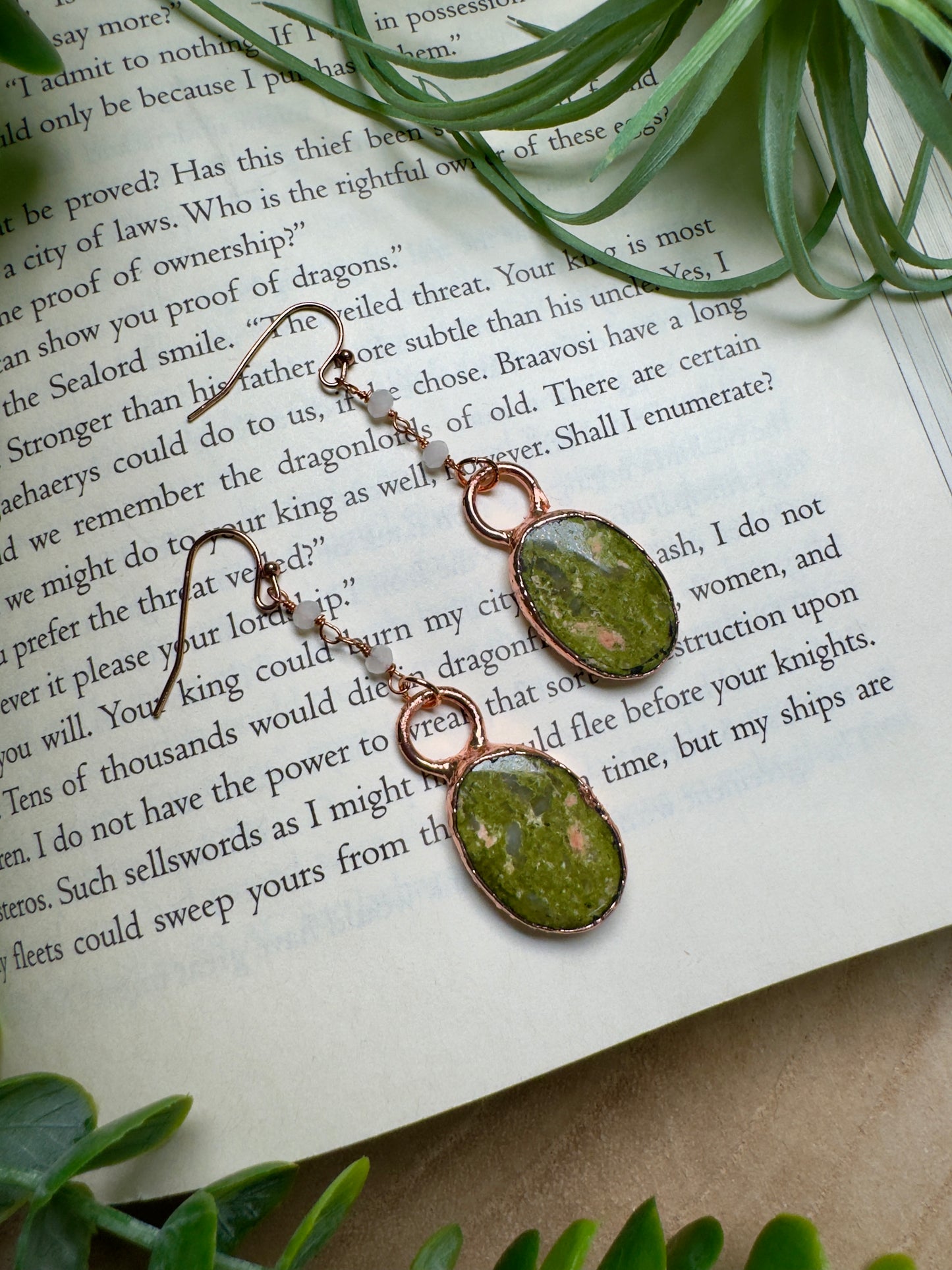 Unakite Jasper Dangle Earrings