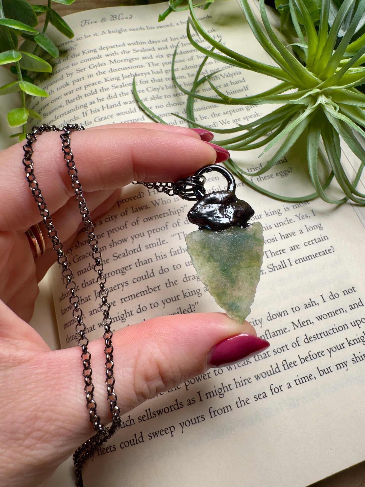 Moss Agate Arrowhead Necklace
