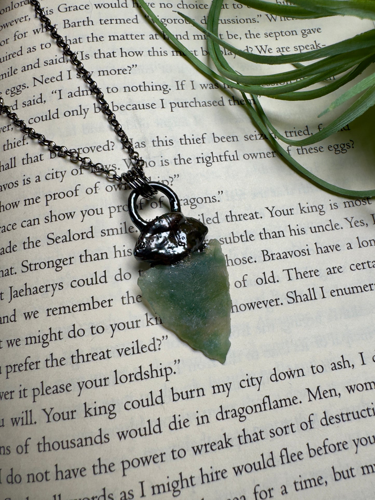 Moss Agate Arrowhead Necklace