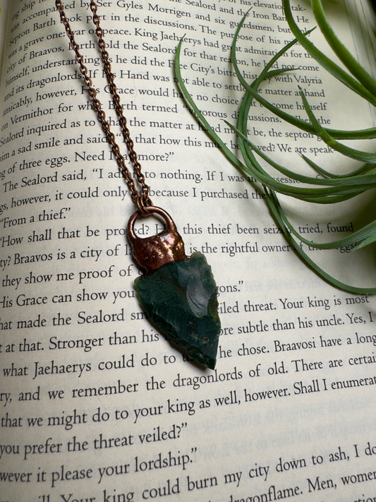 Moss Agate Arrowhead Necklace