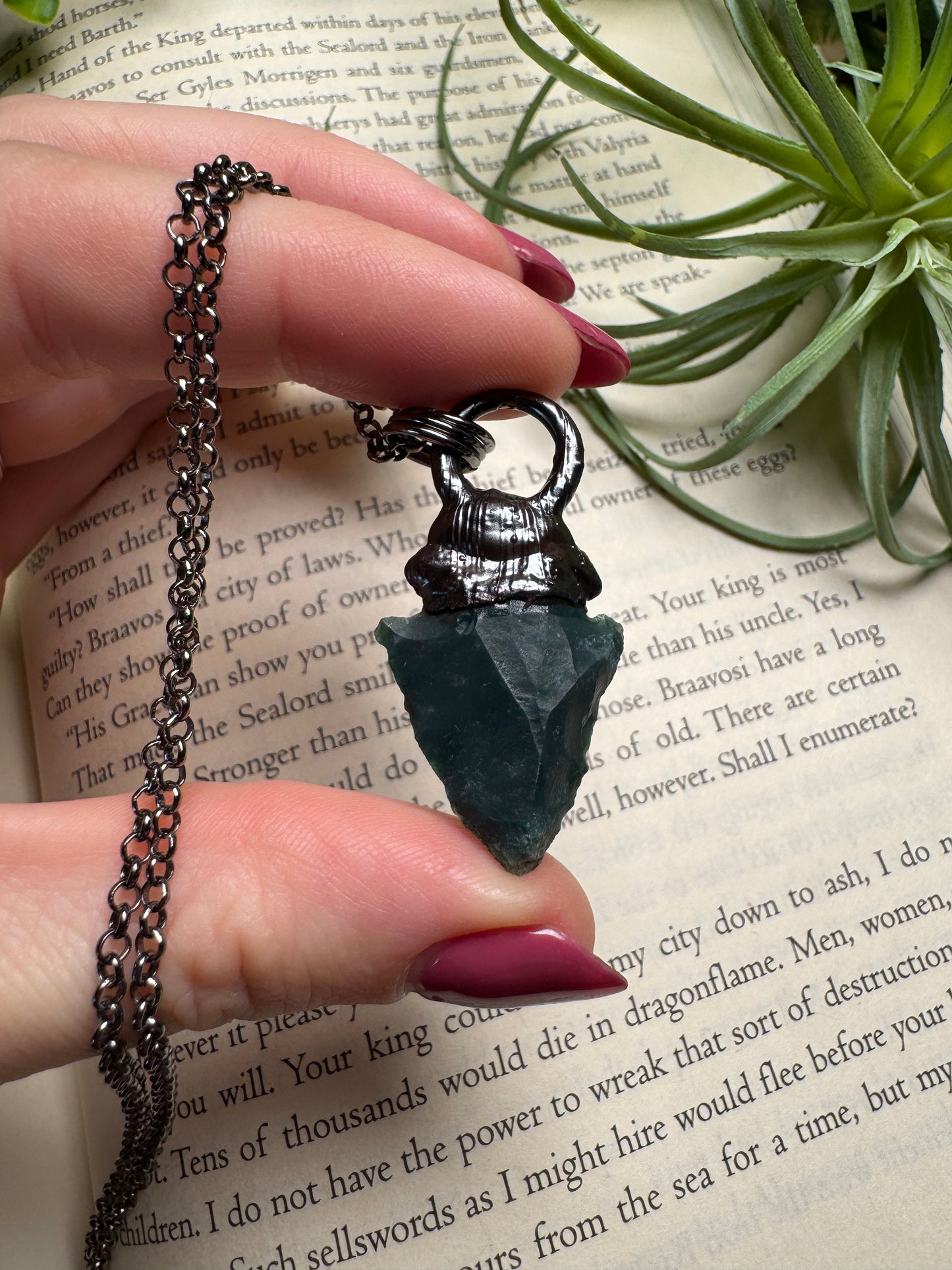Moss Agate Arrowhead Necklace