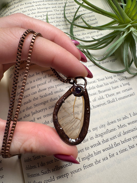 Butterfly Wing and Amethyst Necklace