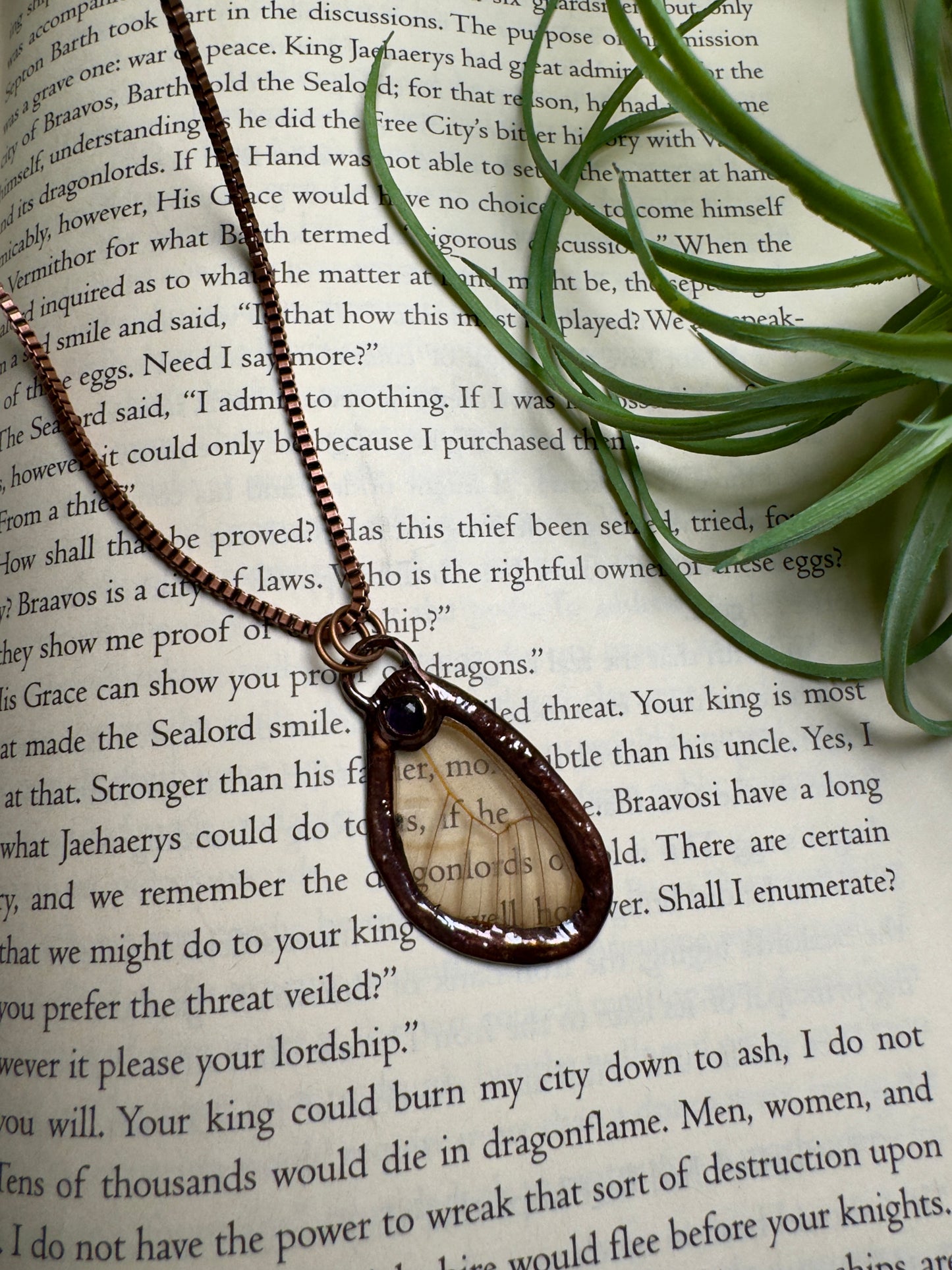Butterfly Wing and Amethyst Necklace