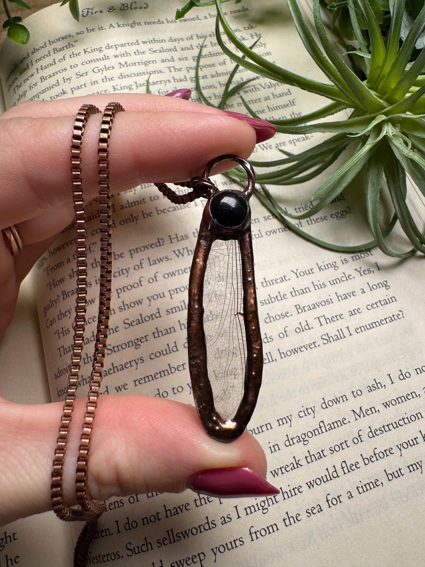 Dragonfly Wing and Onyx Necklace