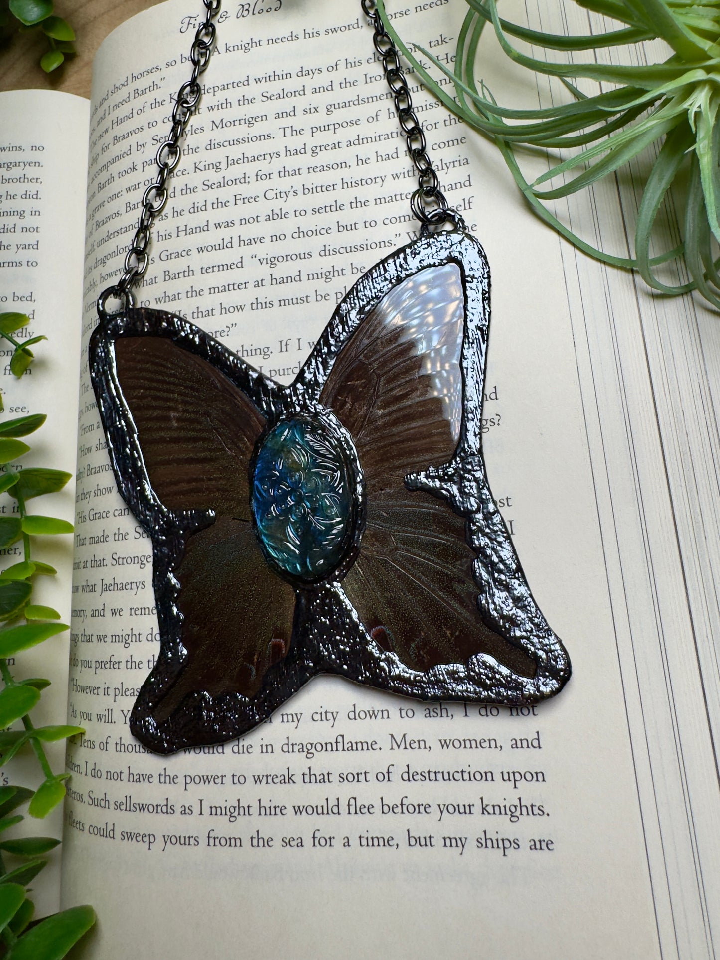 Labradorite and Butterfly Wing Statement Necklace