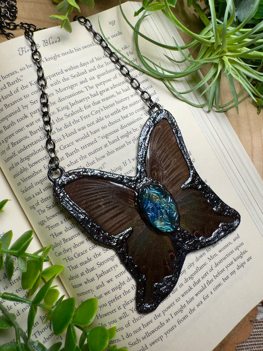 Labradorite and Butterfly Wing Statement Necklace