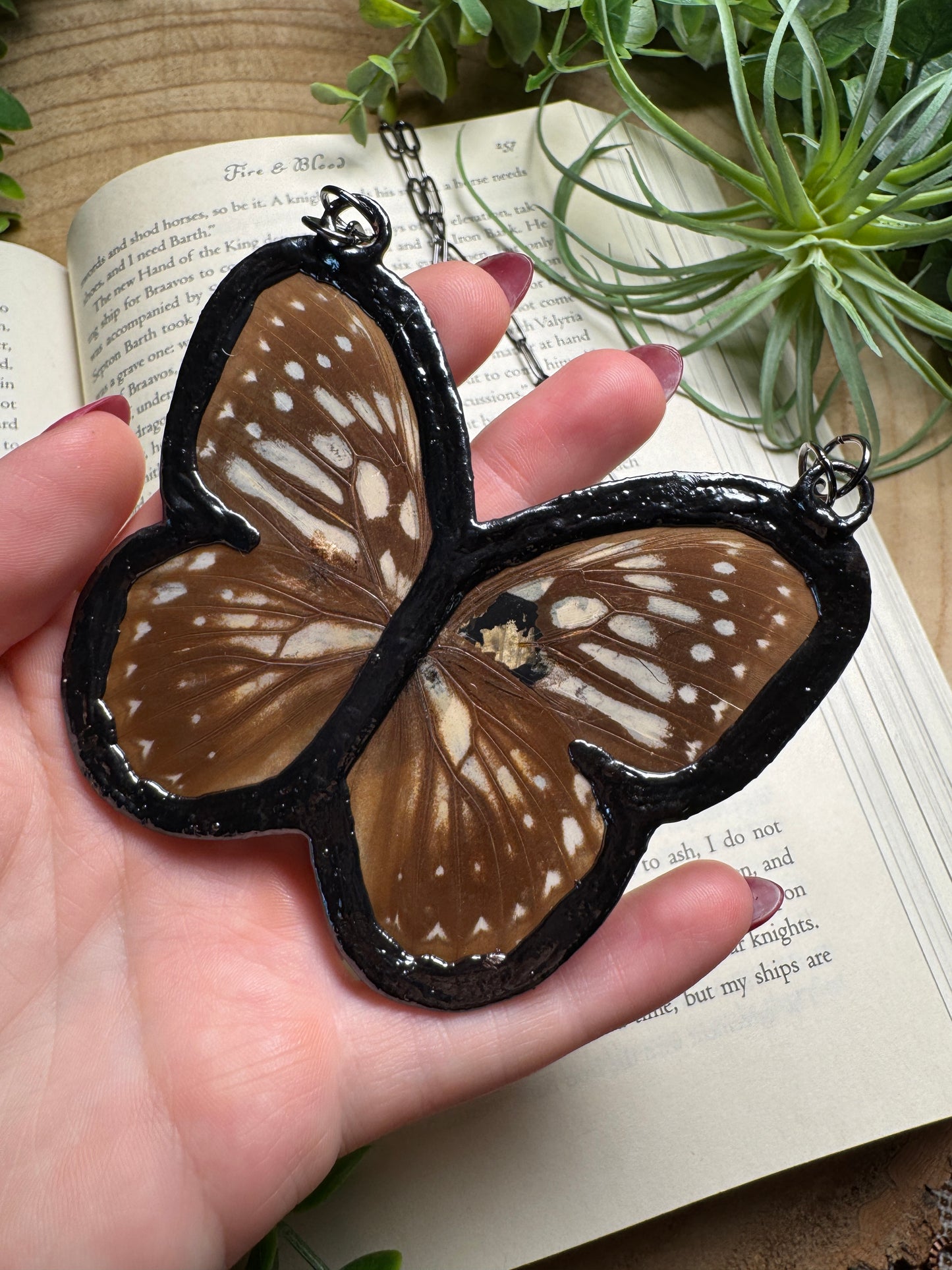 Labradorite Sun and Moon Butterfly Wing Statement Necklace