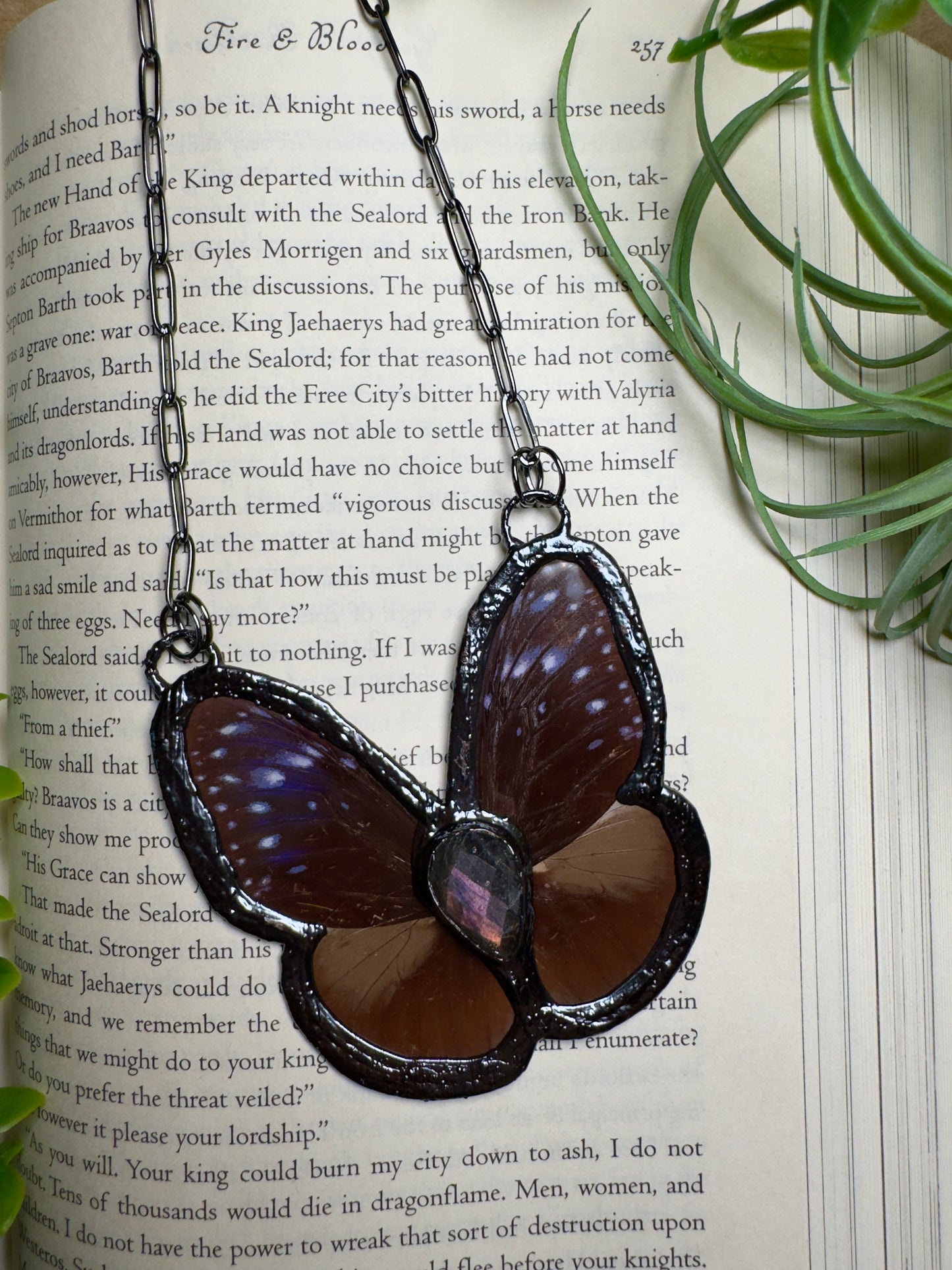 Labradorite and Butterfly Wing Statement Necklace