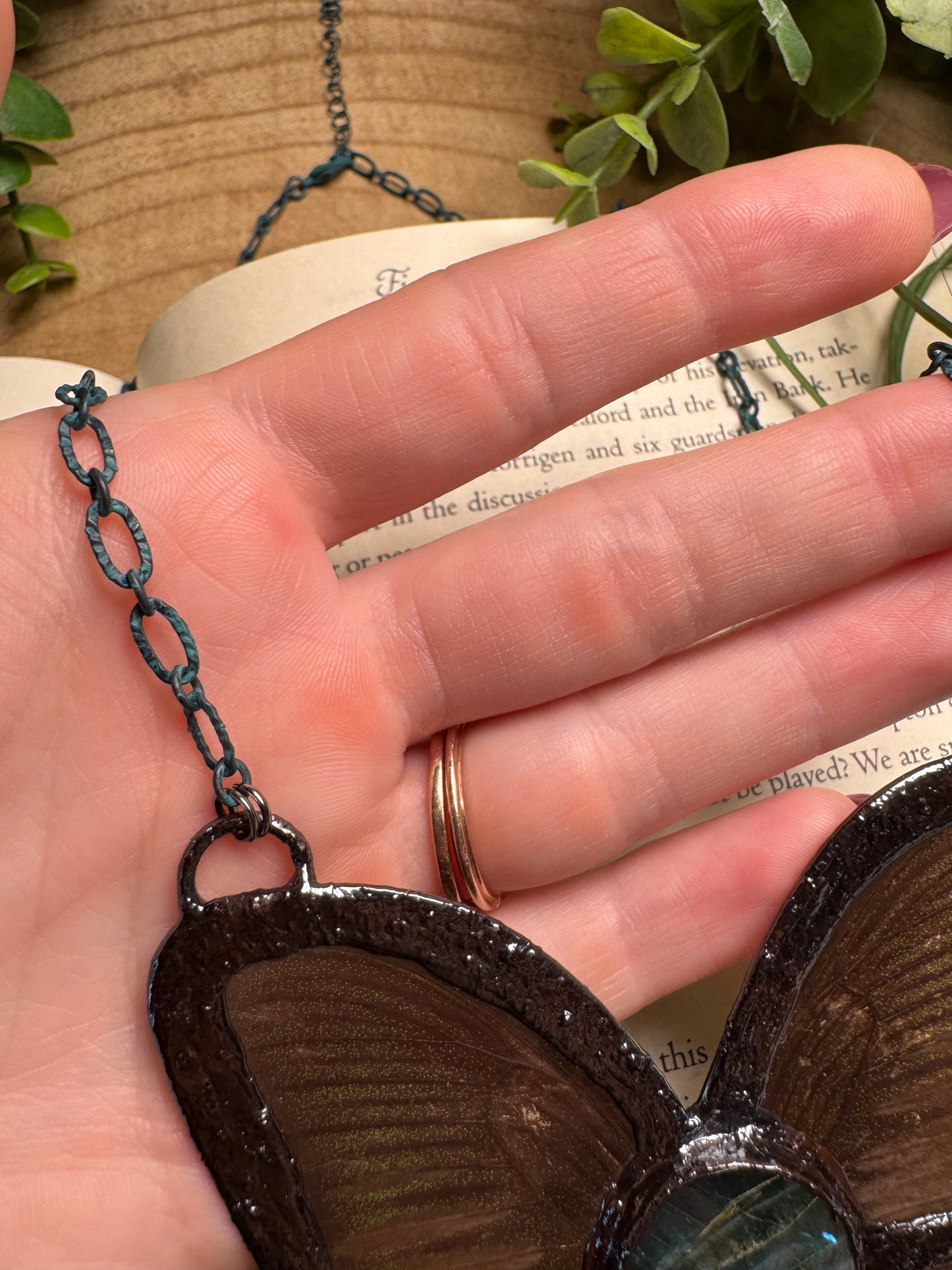 Labradorite and Butterfly Wing Statement Necklace