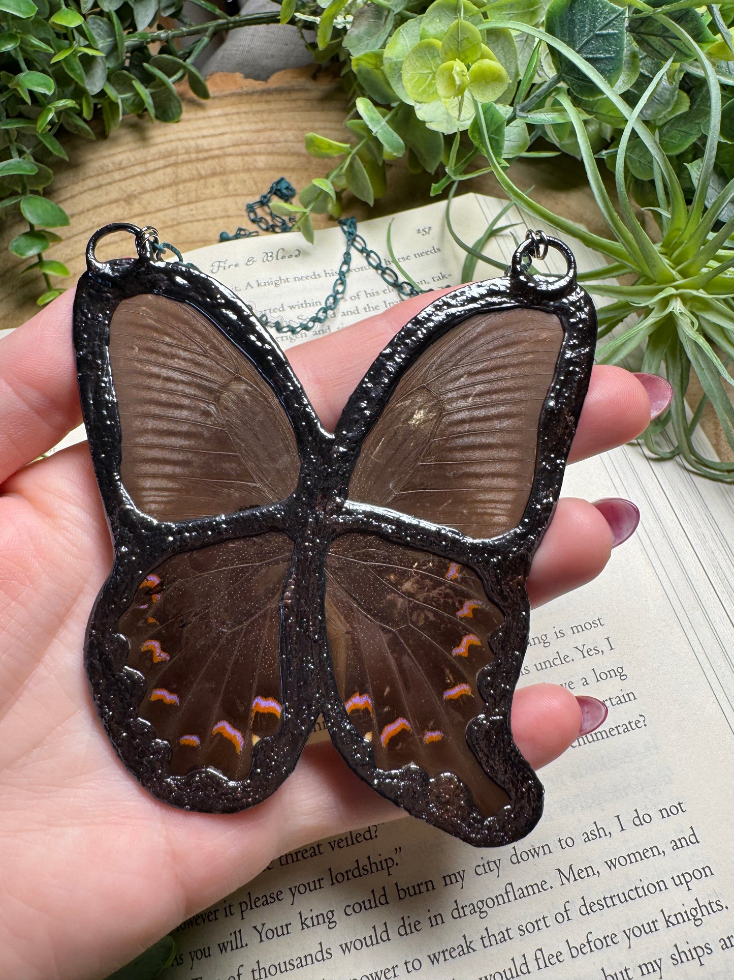 Labradorite and Butterfly Wing Statement Necklace