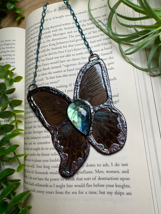 Labradorite and Butterfly Wing Statement Necklace