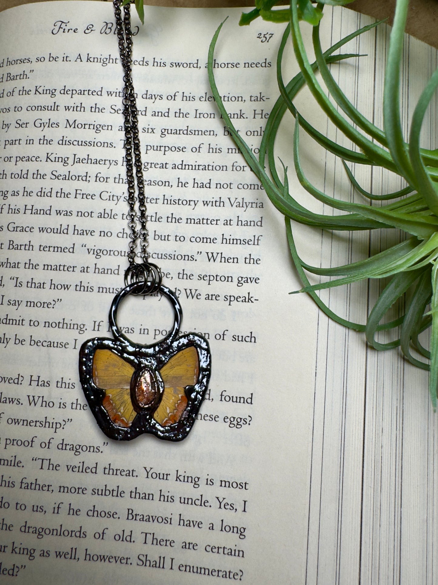 Sunstone and Labradorite Reversible Butterfly Wing Statement Necklace