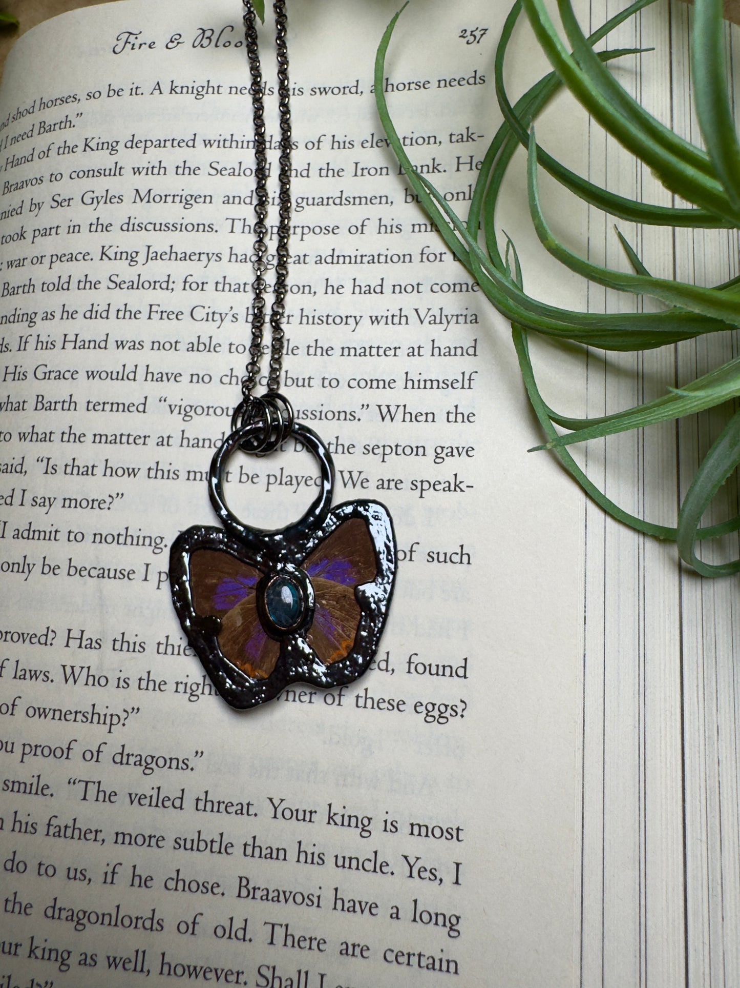 Sunstone and Labradorite Reversible Butterfly Wing Statement Necklace