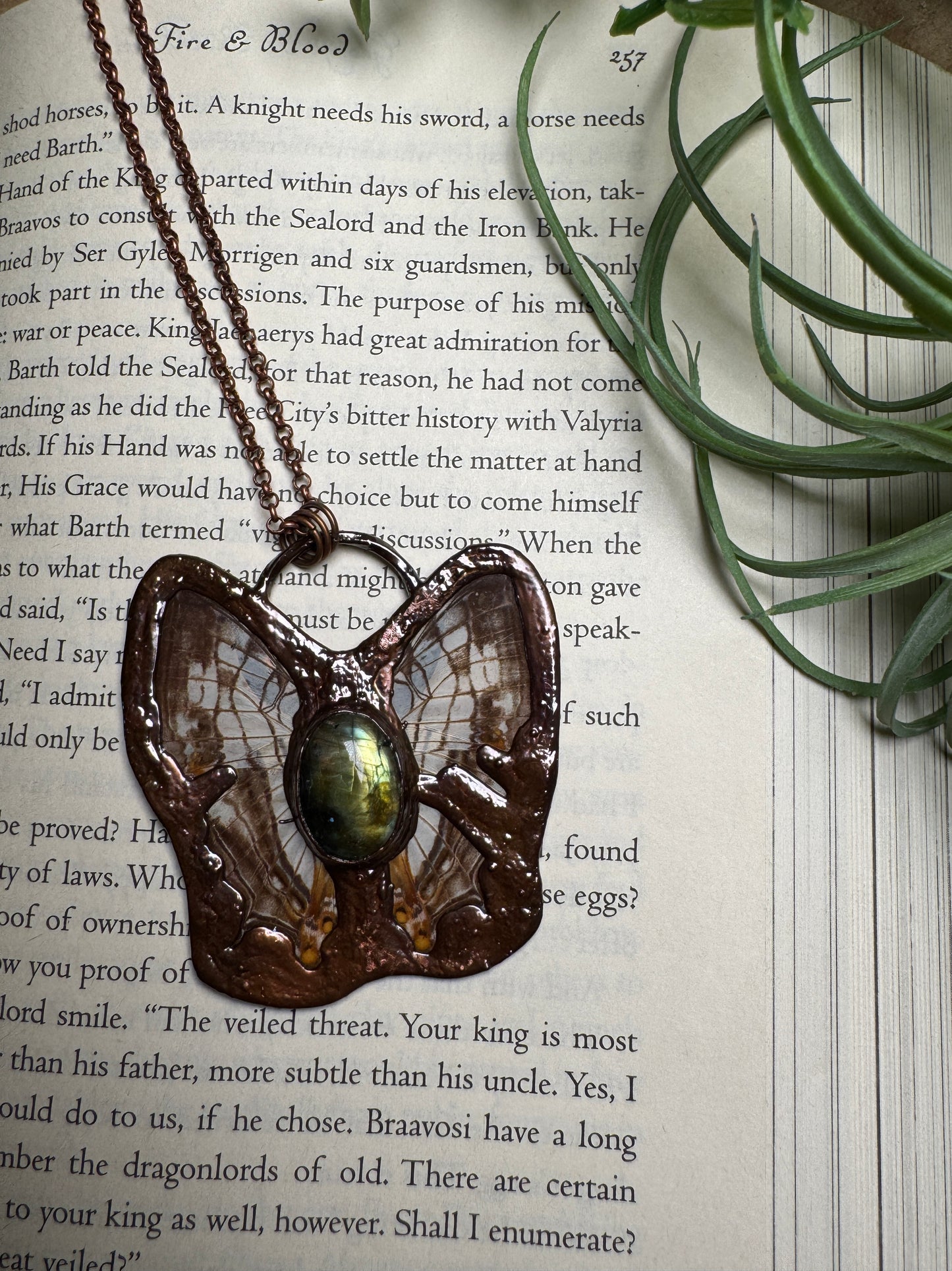 Labradorite and Butterfly Wing Statement Necklace
