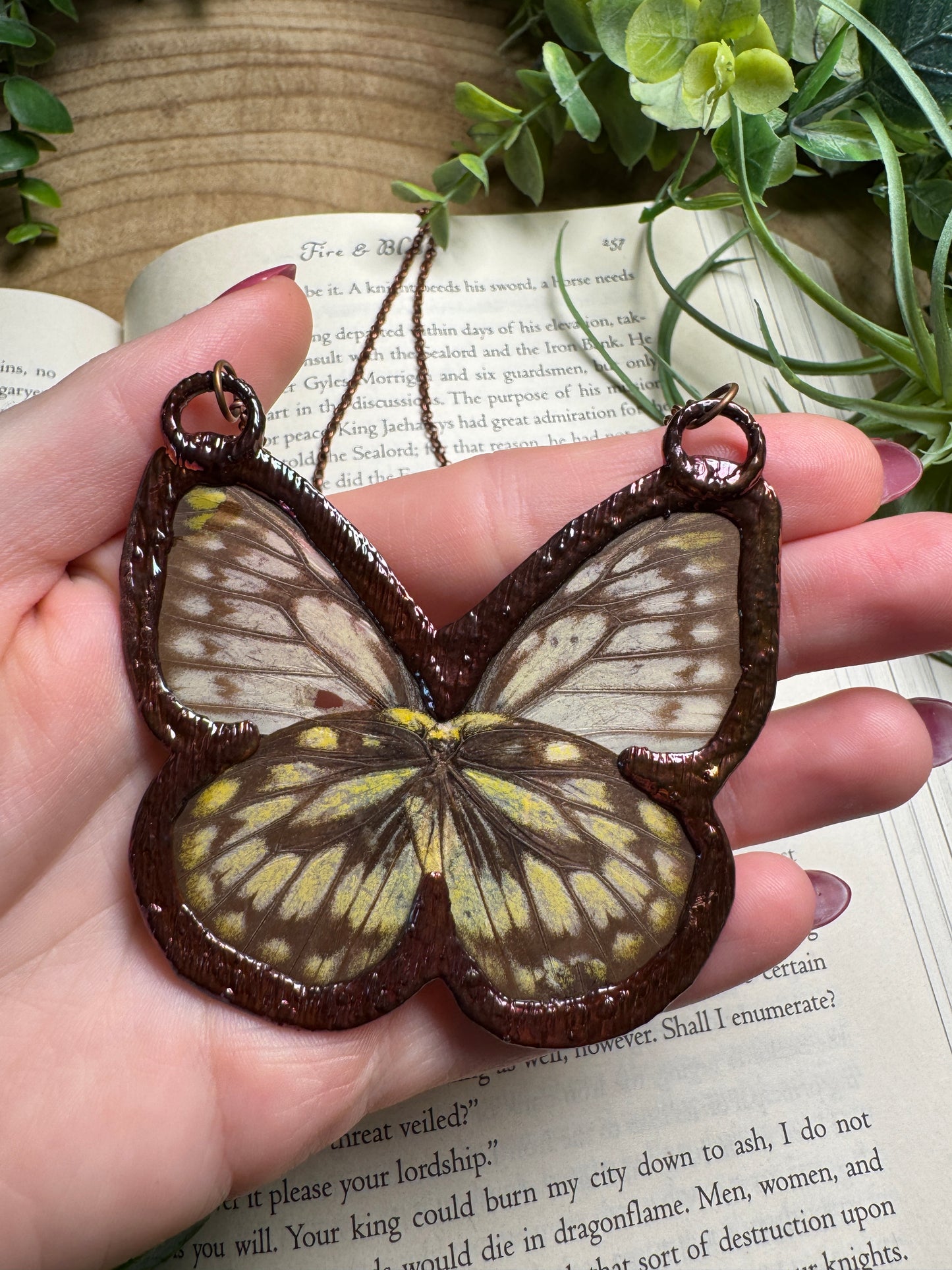 Jasper and Butterfly Wing Statement Necklace