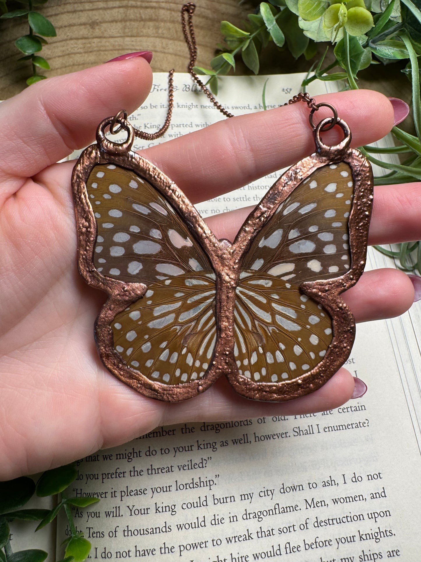 Kunzite and Butterfly Wing Statement Necklace