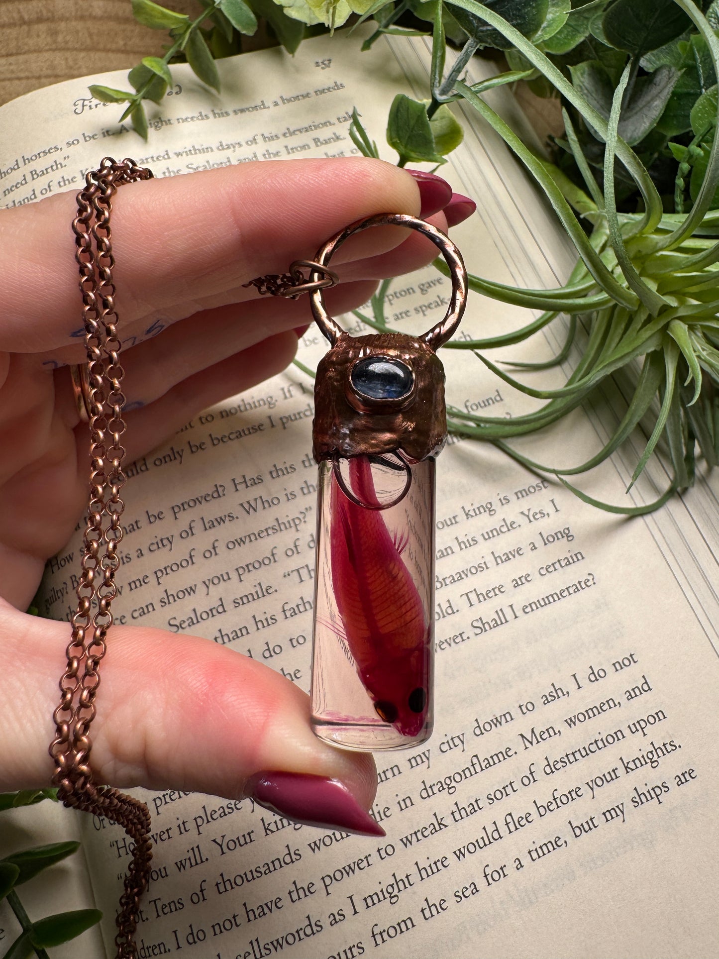 Diaphonized Minnow Wet Specimen with Blue Kyanite Necklace