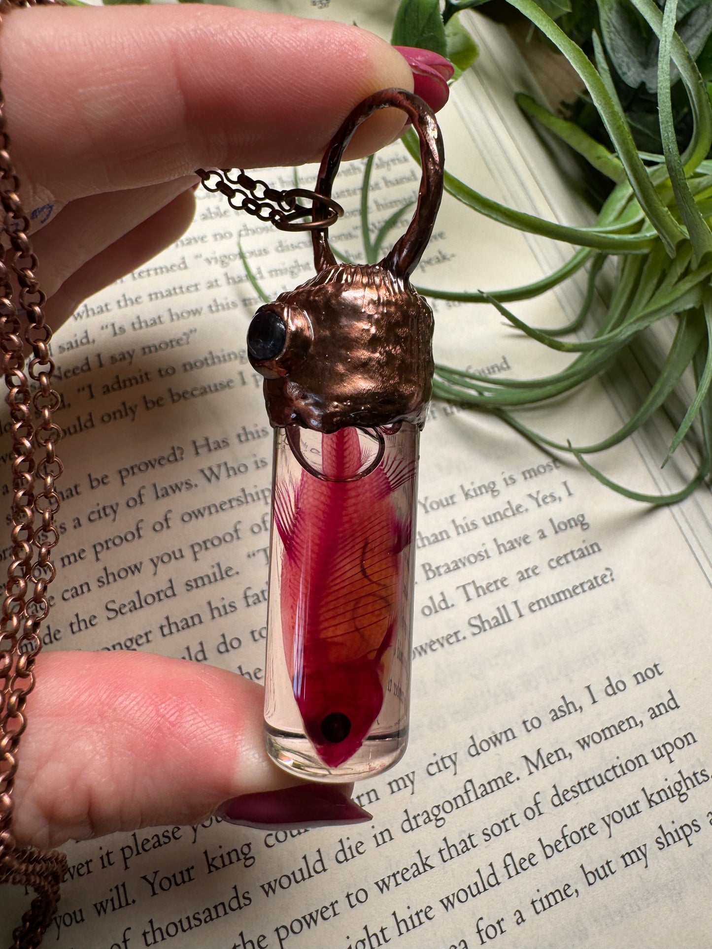 Diaphonized Minnow Wet Specimen with Blue Kyanite Necklace