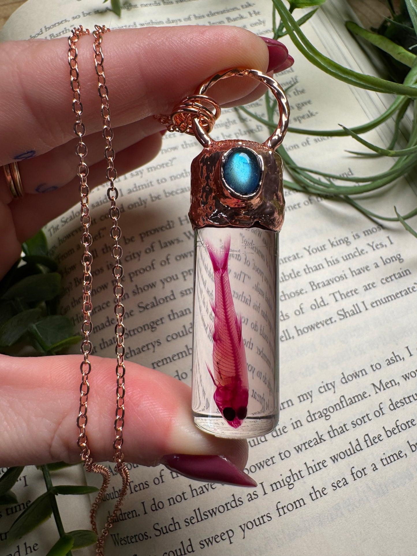 Diaphonized Minnow Wet Specimen with Labradorite Necklace