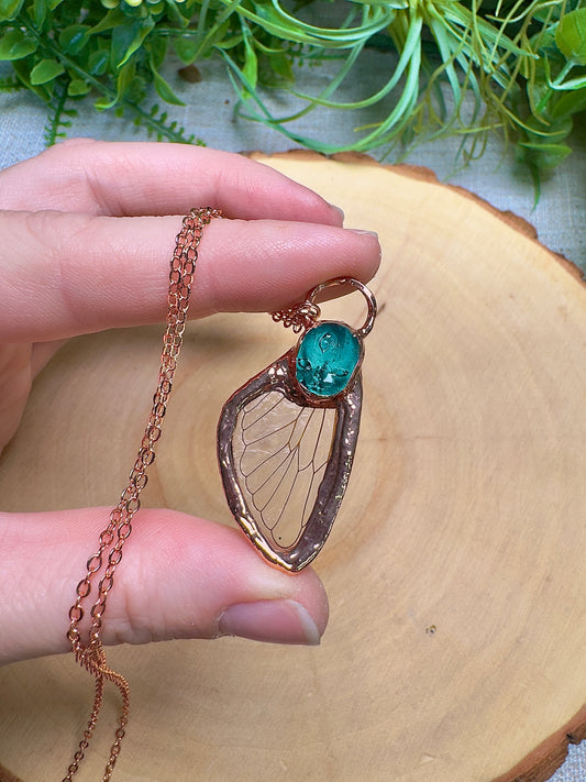 Cicada Wing and Resin Face Necklace