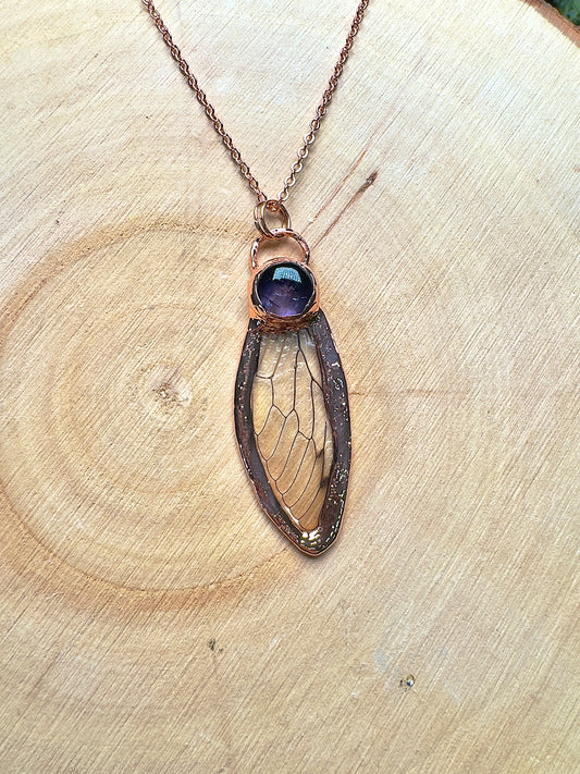 Cicada Wing and Amethyst Necklace